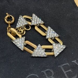 J. Crew Gold and Silver Toned Triangle Link Bracelet with Rinestones